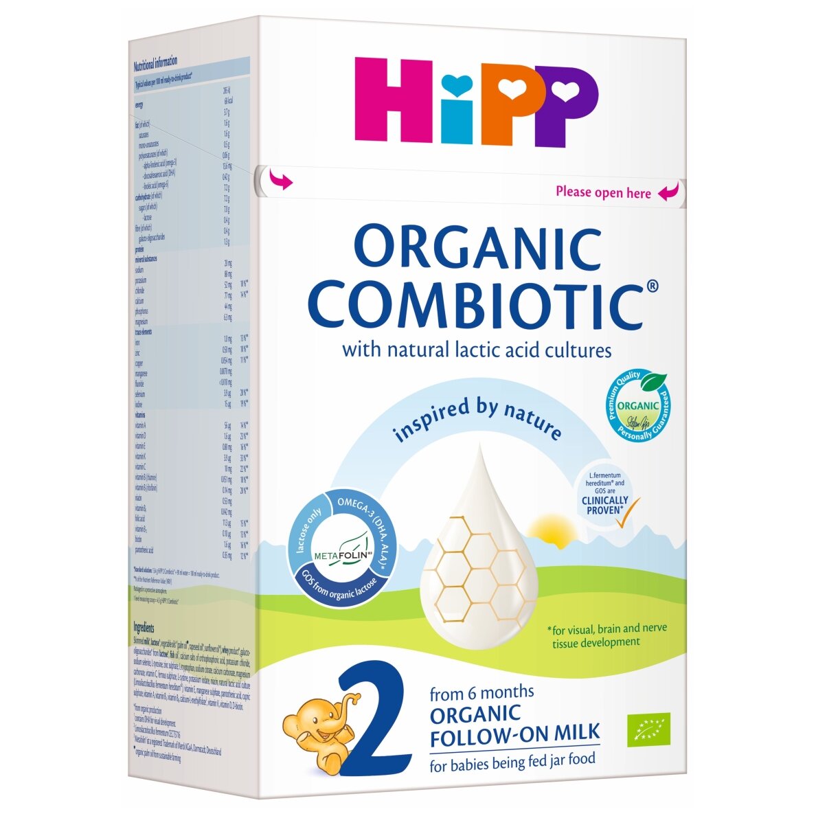 BIO HiPP 2 COMBIOTIC® no 6 mēn. Ekoloģisks mākslīgais papildu ēdināšanas piena maisījums zīdaiņiem