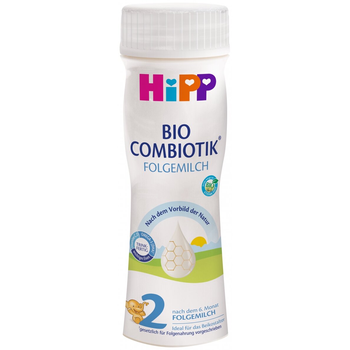 HiPP 2 BIO COMBIOTIK® no 6 mēn. Ekoloģisks mākslīgais papildu ēdināšanas piena maisījums zīdaiņiem. Gatavs lietošanai.