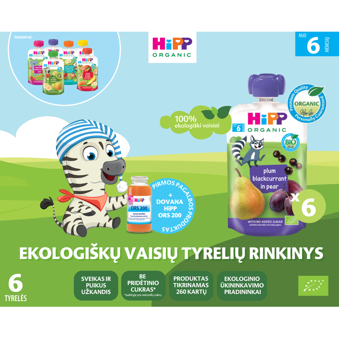 Ekoloģisku biezeņa izlase no 6 mēnešu vecuma, 6 gab. + DĀVANA ORS200