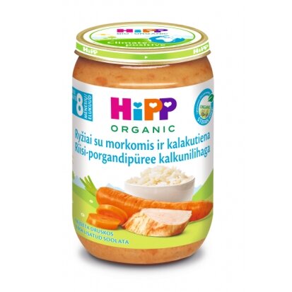 EKOLOĢISKS rīsu un burkānu biezenis ar tītara gaļu
