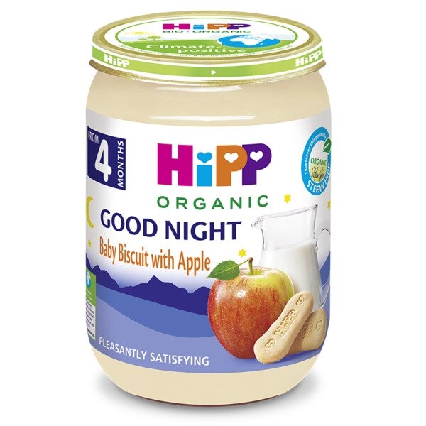 Ekoloģiska piena putra ar cepumiem un āboliem “AR LABU NAKTI” 6 gab