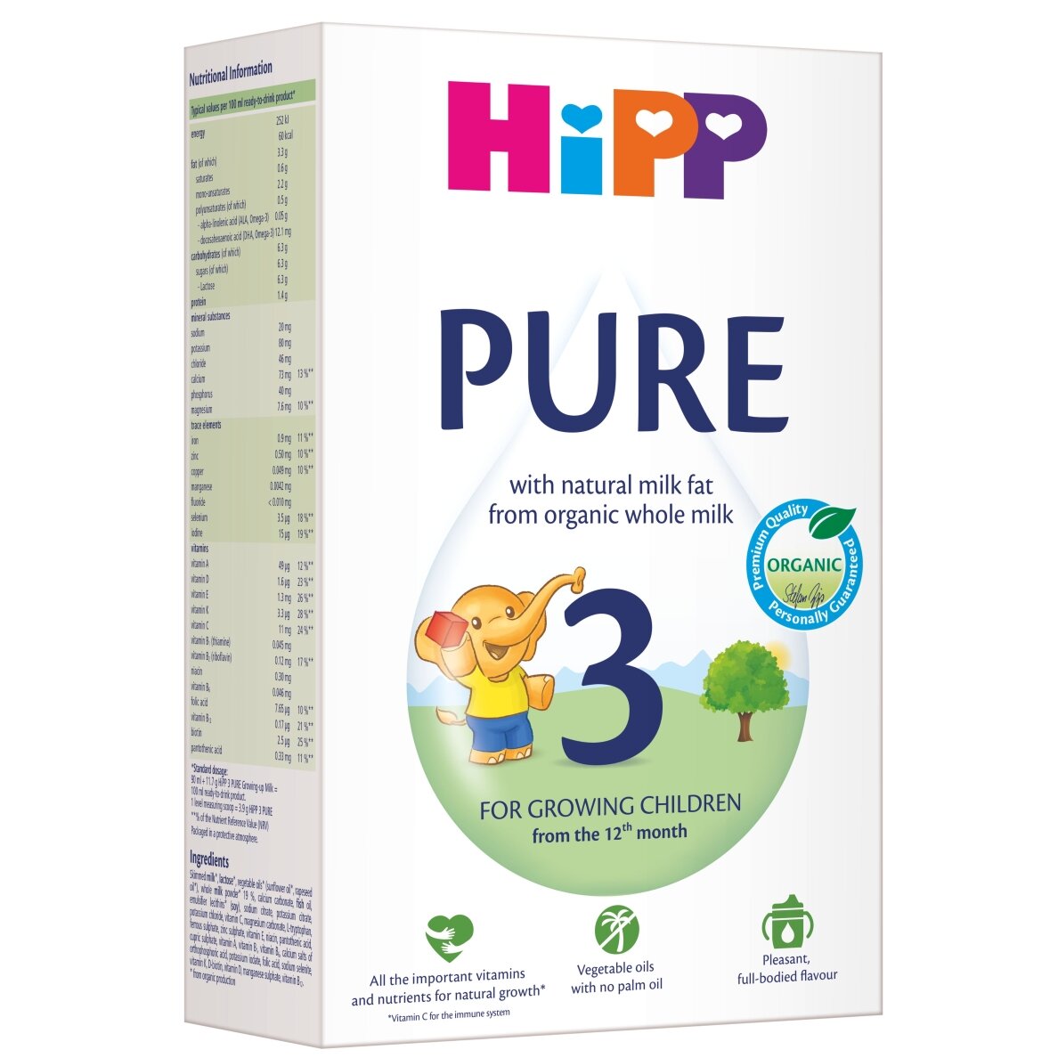 HiPP 3 PURE Ekoloģisks mākslīgais papildu ēdināšanas piena maisījums zīdaiņiem